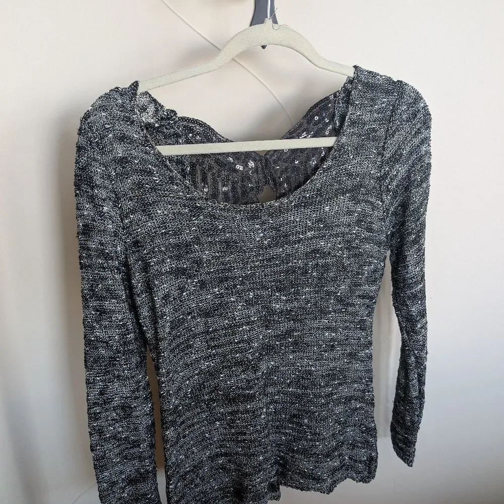 Be Somebody's Angel-Papillon Woven Sweater Sequin Angel Wings On Your Back SizeM